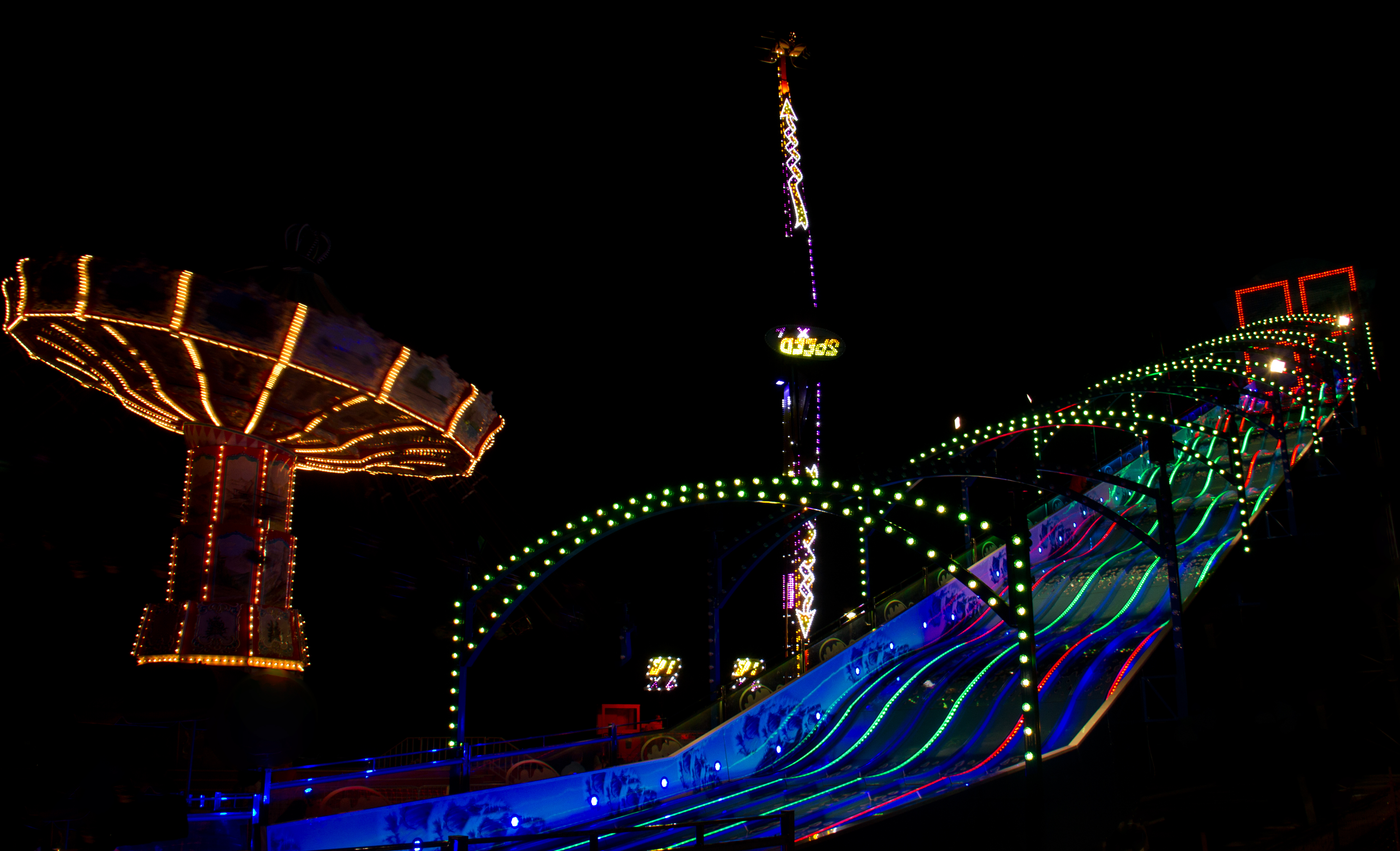 Colorful slide and swing ride at Broadway at the Beach in Myrtle Beach